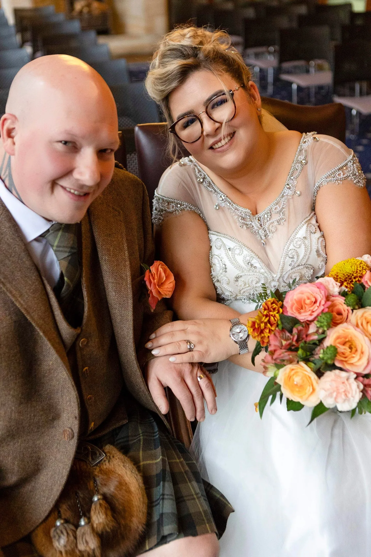 Bride and groom wedding portrait, Aberdeen